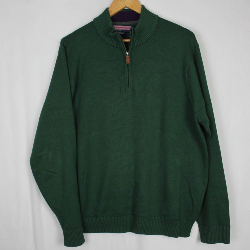 Vineyard Vines Green 1/4 Zip Sweater L